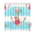 thumbnail image 1 of Libin Watercolor Blue Stripes Anchor & Flowers Polyester Fabric Shower Curtain Bathroom Sets Home Decor 66x72 Inches, 1 of 3