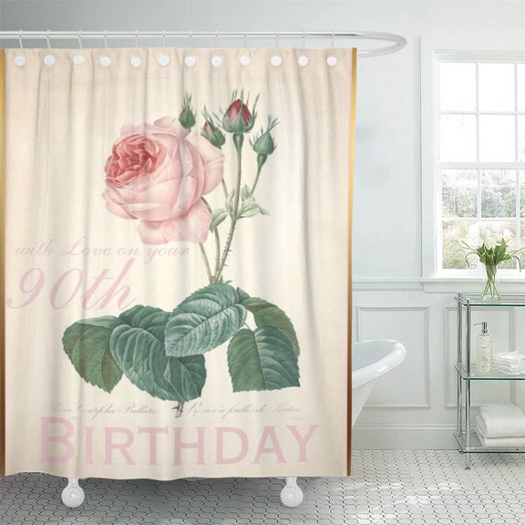 Libin Watercolor Botanical 90Th Birthday Celebration Vintage Flowers Redoute Shower Curtain 66x72 inch