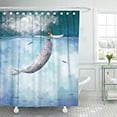 thumbnail image 1 of Libin Watercolor Drawing Of Girl Sealing With Whale In The Ocean Full Moon Light Sky Shower Curtain Polyester Bathroom Curtain 60x72 inches, 1 of 3