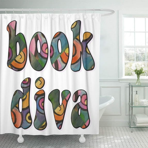 Libin Watercolor Reading Book Diva Booklover Swirls Groovygal Shower Curtain 60x72 inch