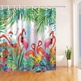 thumbnail image 1 of Libin Watercolor Summer Nature Flamingo in Tropical Flowers Leaves Polyester Fabric Bathroom Shower Curtain 66x72 inches, 1 of 3