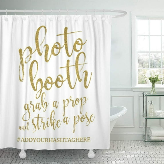 Libin Wedding Booth X Signs Signage Script Hashtag Shower Curtain 60x72 inch