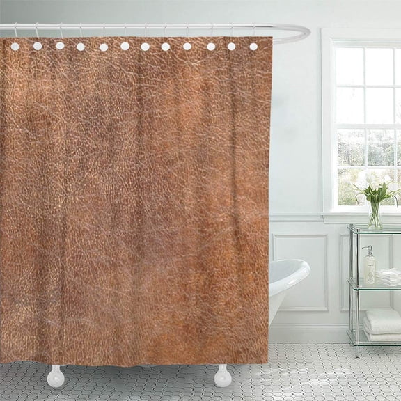 Libin Western Camel Brown 144 Cowhide Southwest Home Fashions Faux Shower Curtain 66x72 inch