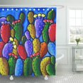 thumbnail image 1 of Libin Whimsical Colorful Prickly Pear Cactus Folk Southwest Desert Shower Curtain 60x72 inch, 1 of 3