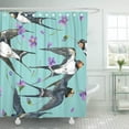 thumbnail image 1 of Libin White Animal Swallow with Cute Bird Flower Violet Watercolor Beautiful Blossom Drawing Flight Shower Curtain 60x72 inch, 1 of 3