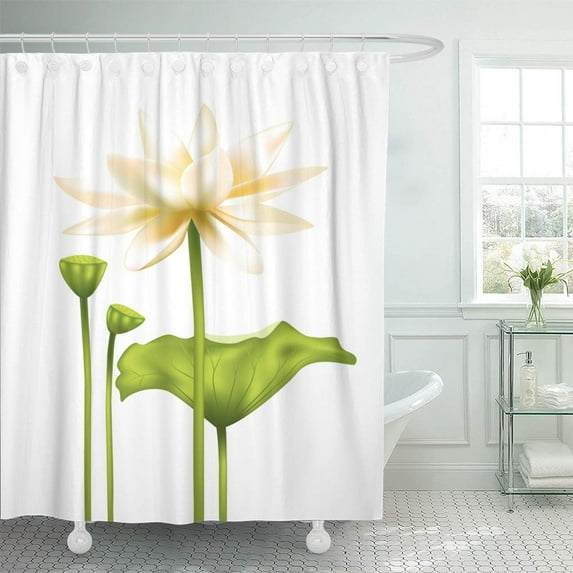 Libin White Lotus Beautiful Floral Yoga Spa Center Decorated Flowers Shower Curtain 66x72 inch