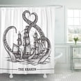 thumbnail image 1 of Libin White Monster Giant Octopus Catches Old Style Sail Ship Sea Kraken Vintage Engraved Boat Pirate Shower Curtain 66x72 inch, 1 of 3