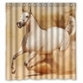 thumbnail image 1 of Libin White Running Horse In Sand Shower Curtain Polyester Fabric Bathroom Decorative Curtain Size 66x72 Inches, 1 of 3