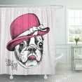 thumbnail image 1 of Libin White Vintage Portrait of French Bulldog Wearing Pink Elegant Shower Curtain 60x72 inch, 1 of 3