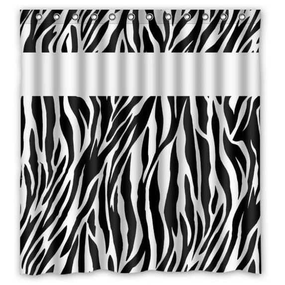 Libin White Zebra Stripes Lines Shower Curtain Polyester Fabric Bathroom Decorative Curtain Size 66x72 Inches