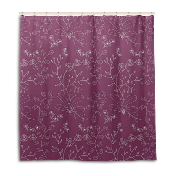 Libin Wine Red Pattern Shower Curtain Waterproof Bathroom Shower Curtain 60x72 inches