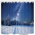thumbnail image 1 of Libin Winter Fir Tree Forest Starry Sky Night Polyester Fabric Bathroom Shower Curtain 66x72 inches, 1 of 3