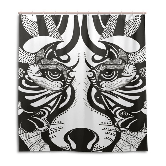 Libin Wolf Face Shower Curtain Waterproof Bathroom Shower Curtain 66x72 inches