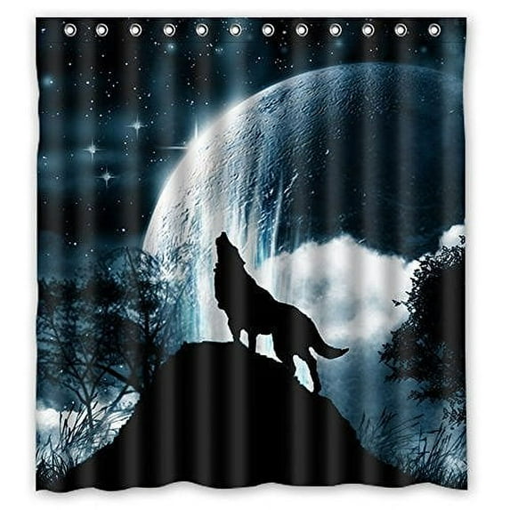 Libin Wolf in the Morning Mist Shower Curtain Polyester Fabric Bathroom Decorative Curtain Size 66x72 Inches