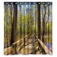 thumbnail image 1 of Libin Wood Bridge Waterproof Shower Curtain Bathroom Decor Sets with Hooks 66x72 Inches, 1 of 3