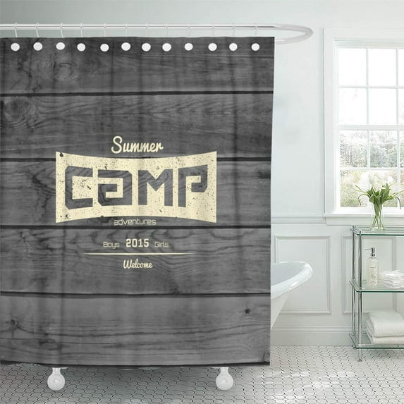Libin Wood Summer Camp Badges and Labels for Any Use Shower Curtain 66x72 inch