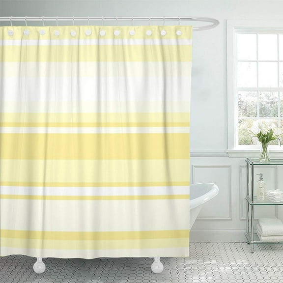 Libin Yellow Shades Lemon Stripes Sunny Buttercup Simple Modern Pale Shower Curtain 60x72 inch