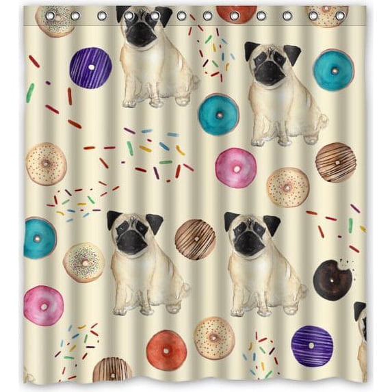 Libin Yummy Donut treat yourself Shower Curtain Polyester Fabric Bathroom Decorative Curtain Size 66x72 Inches