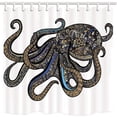 thumbnail image 1 of Libin Zentangle Octopusfor Hand Drawn Sea Animal Doodles Monster in White Polyester Fabric Bathroom Shower Curtain 66x72 inches, 1 of 3