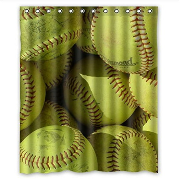 Libin baseball pattern flaming baseball ball art Shower Curtain Polyester Fabric Bathroom Decorative Curtain Size 60x72 Inches