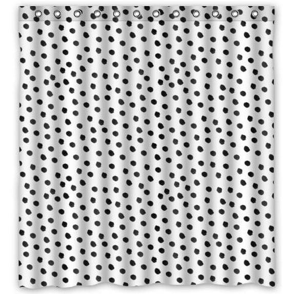 Libin black and white dot Shower Curtain Polyester Fabric Bathroom Decorative Curtain Size 66x72 Inches