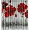 thumbnail image 1 of Libin red poppy Shower Curtain Polyester Fabric Bathroom Decorative Curtain Size 66x72 Inches, 1 of 3