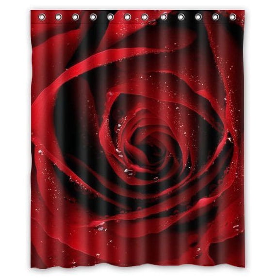 Libin red rose Shower Curtain Polyester Fabric Bathroom Decorative Curtain Size 60x72 Inches