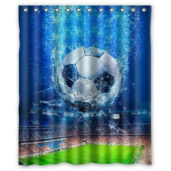Libin soccer ball stadium field Shower Curtain Polyester Fabric Bathroom Decorative Curtain Size 60x72 Inches