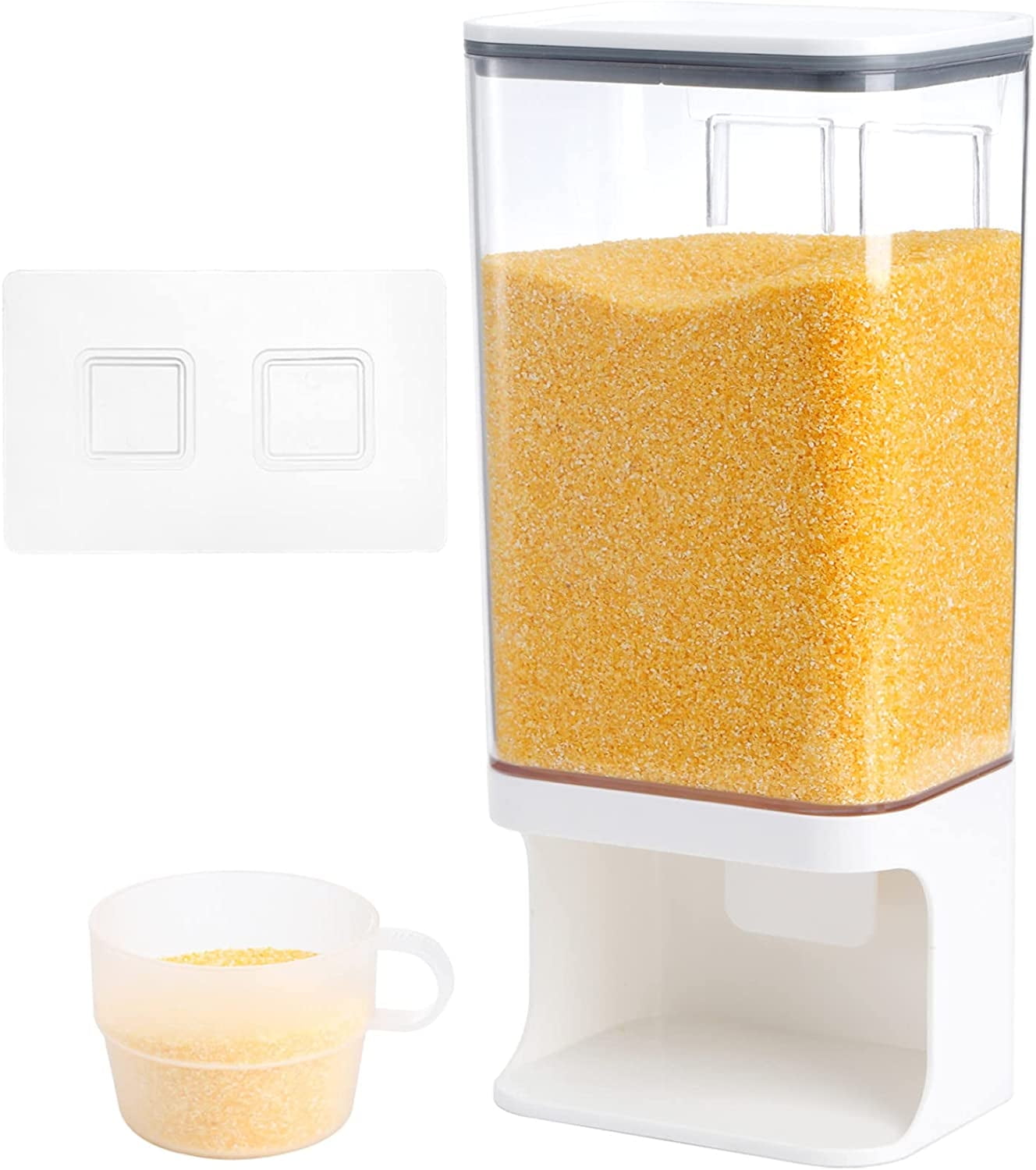 Libitree Wall Mount Rice Dispenser, 2.5LBS Capacity, Airtight with Lid ...