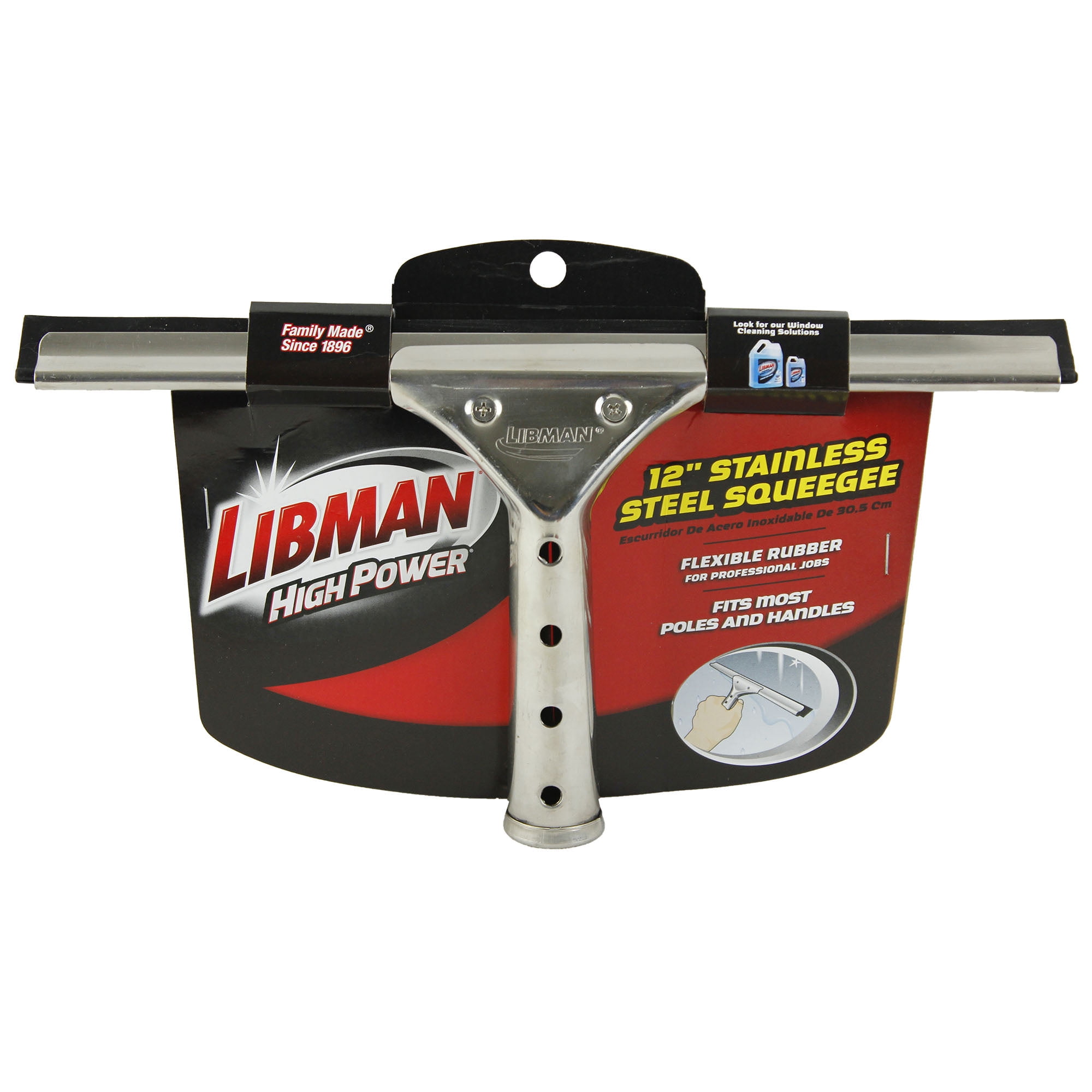 Libman 12" Stainless Steel Window Squeegee with Rubber Blade