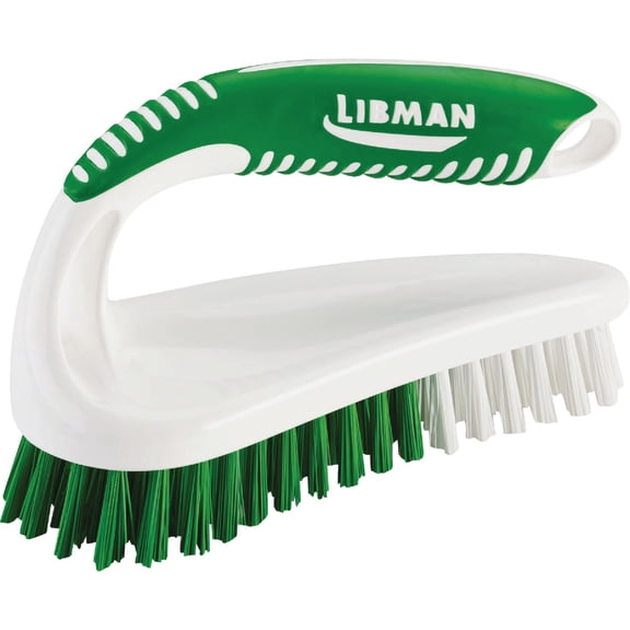 Libman Easy Grip Scrub Brush with Built-In Scraper - Heavy Duty, Stiff Bristles - Single Piece