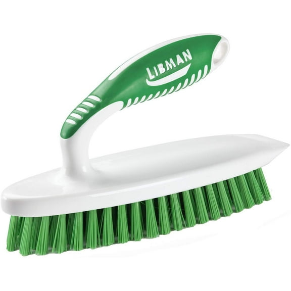 Libman Easy Grip Scrub Brush with Built-In Scraper - Heavy Duty, Stiff Bristles - Single Piece