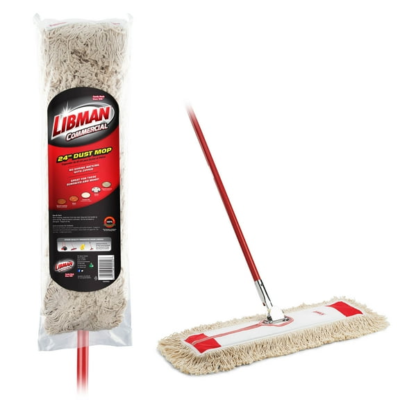 Libman 24" Cotton Dust Mop Red Steel Handle