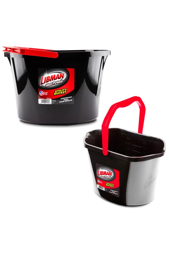 High Power Utility Bucket 3.5 Gallon Black Polypropylene with Ergonomic Handle