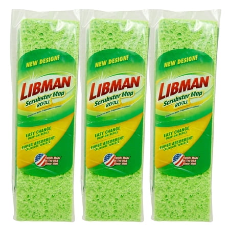 Libman 3-Pack Scrubster Mop Refills, Green, 3