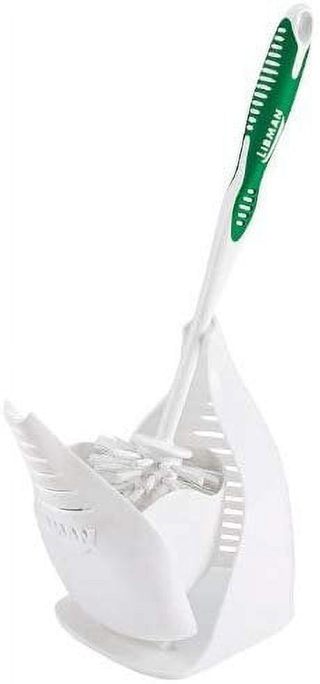 White and Green Polypropylene Toilet Brush with Caddy Set