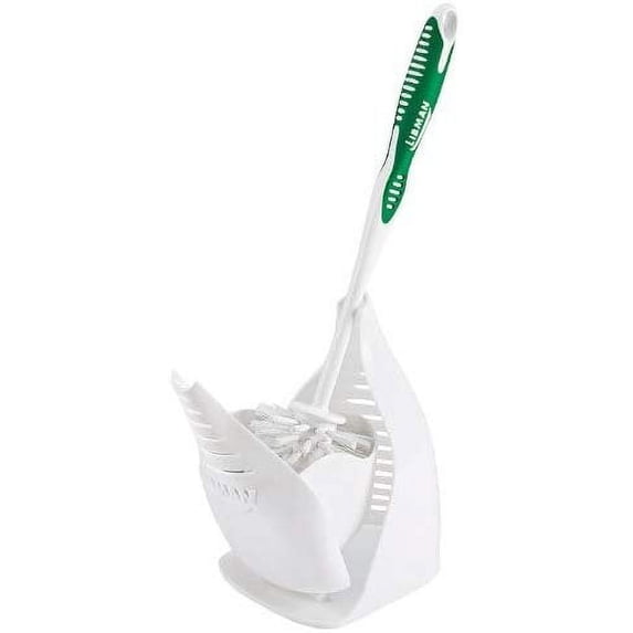 Libman Designer Freestanding Toilet Bowl Brush with Caddy, Green and White