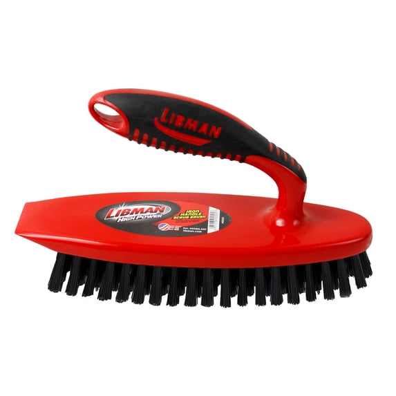 Libman Heavy Duty Scrub Brush All Purpose Red Handle Black Fibers