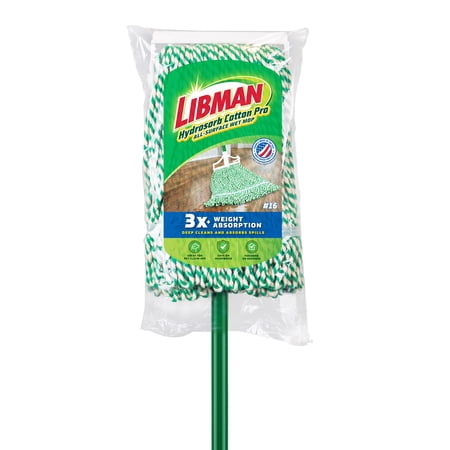 Libman Cotton Blend Wet Mop Steel Handle Green White