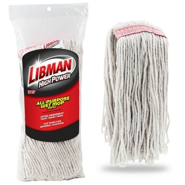 Libman  Cut End Cotton and Polyester Blend Basic All-Purpose Wet Mop Head Refill Clip-on Attached