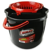 Libman 4 Gallon Polypropylene Bucket with Wringer, Red and Black, 15 in Height