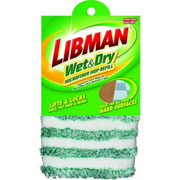 Libman Commercial 119 Microfiber Wet/Dry Floor Mop Refill Pad, Microfiber (Pack of 2)