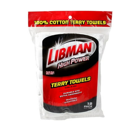 Libman Commercial High Power 100% Cotton Premium White Shop Towels 12 Pack - 590