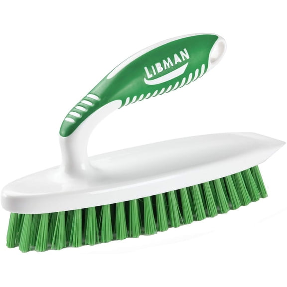 Libman Easy Grip Scrub Brush with Built-In Scraper - Heavy Duty, Stiff Bristles - Single Piece