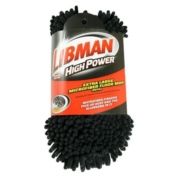 Libman High Power Extra Large Microfiber Floor Mop Refill Lie-Flat Black