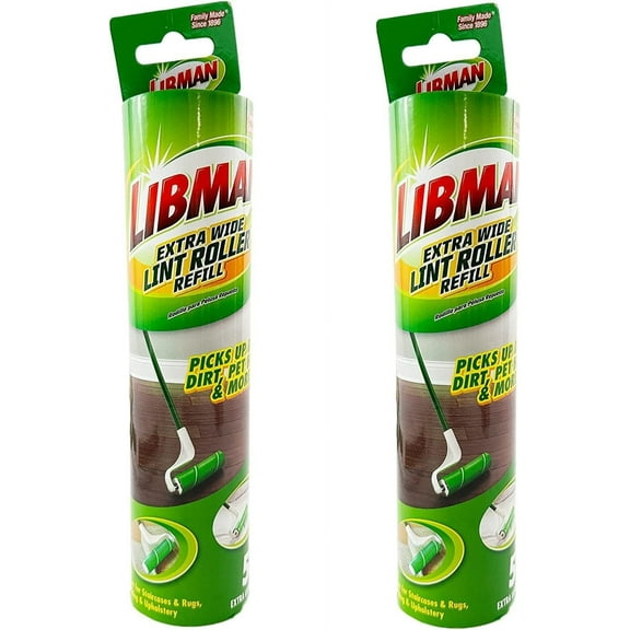 Libman Extra Wide Lint Roller Refill - 2 Pack 100 Sheets