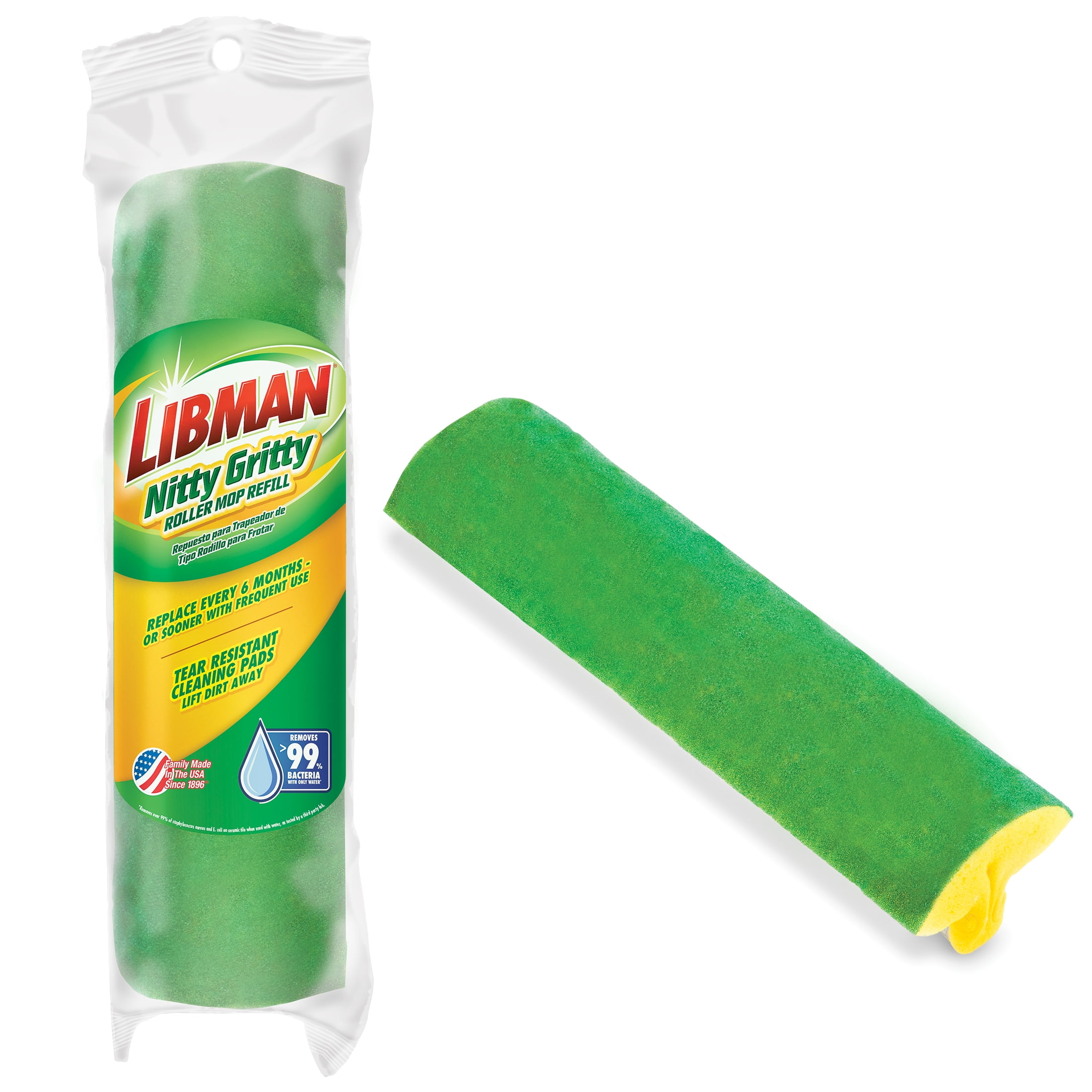 (6 pack) Libman Green Nitty Gritty Sponge Roller Mop Refill Replacment