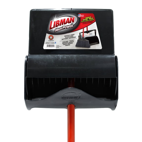 Libman Lobby Broom And Dustpan Set With Steel Handle And Recycled PET Fibers