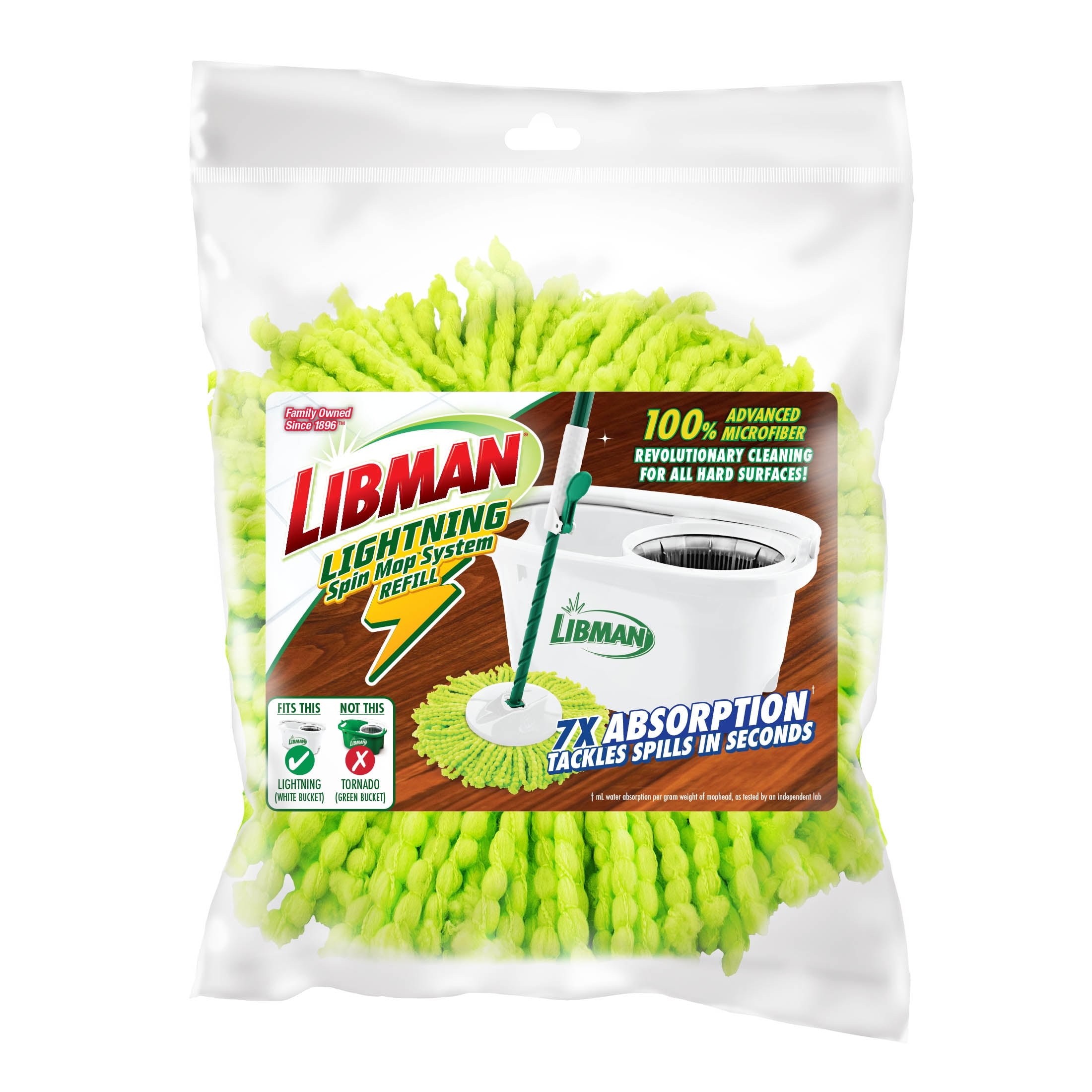 Libman Lightning Spin Mop Refill Green White - Walmart.com