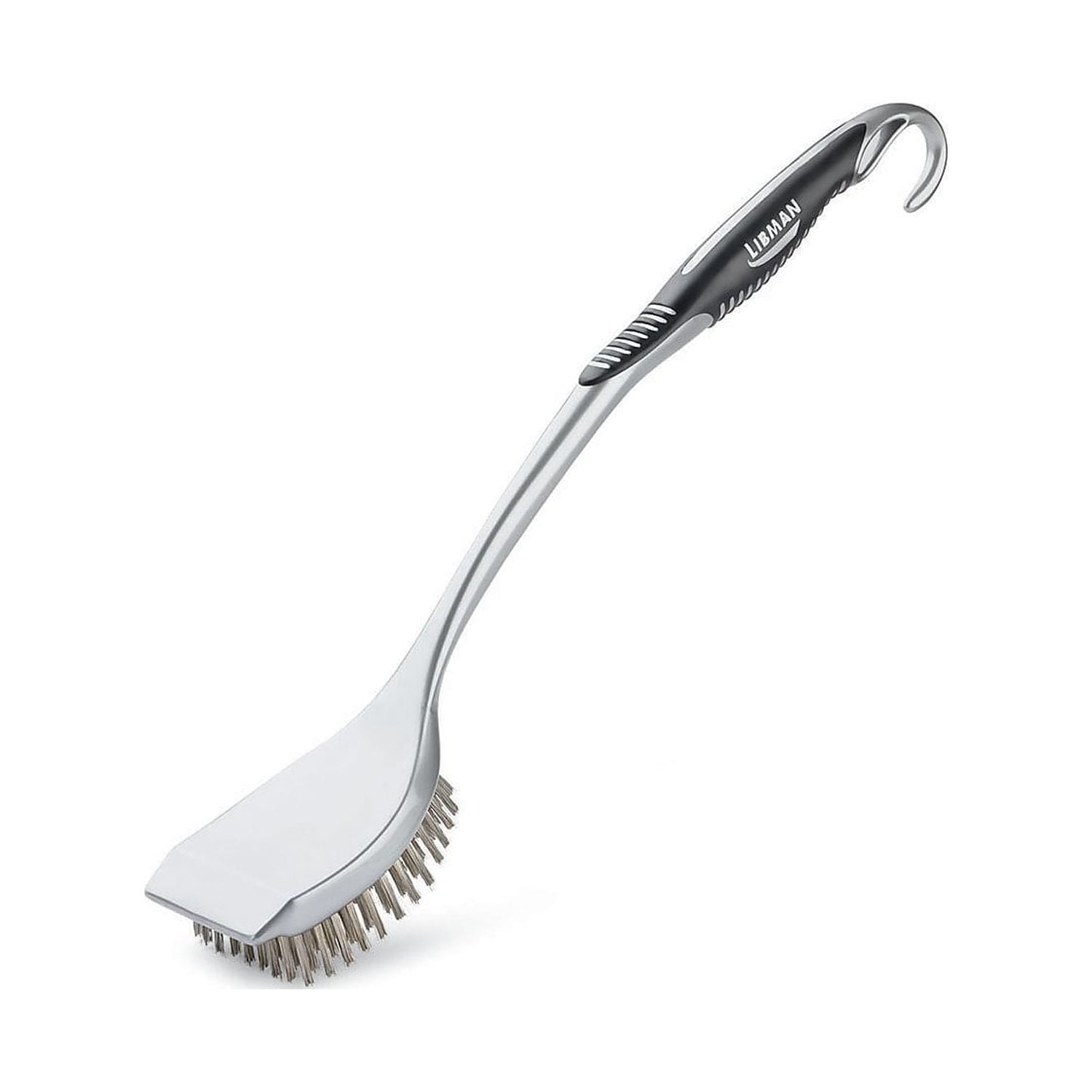 Libman Long Handle 13" Stainless Steel Grill Brush with Scraper Stainless Steel Fibers 6/CT (0566)